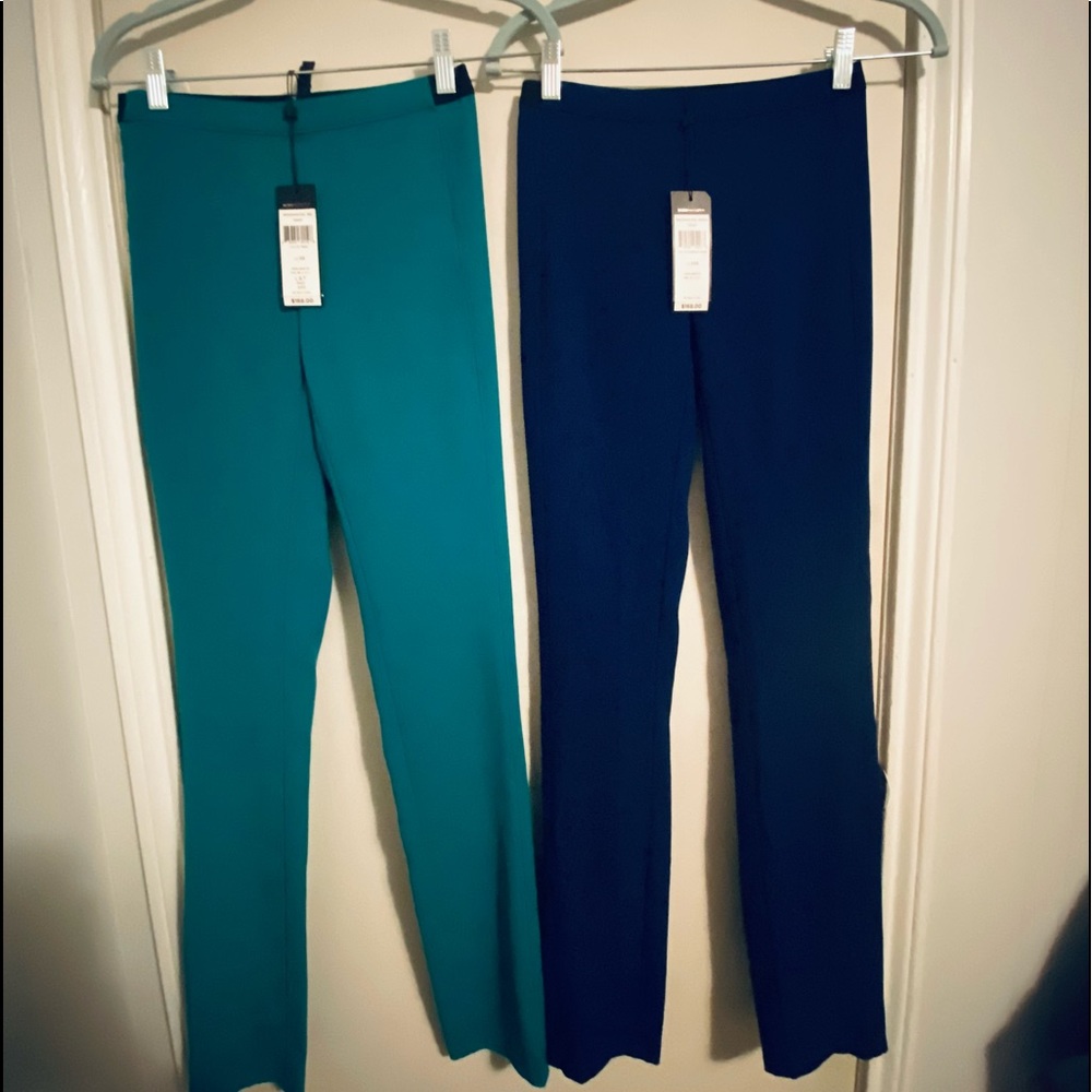 XS BCBG MAXAZRIA Teal Slacks & XXS Orient blue slacks w/ elastic waist NWT